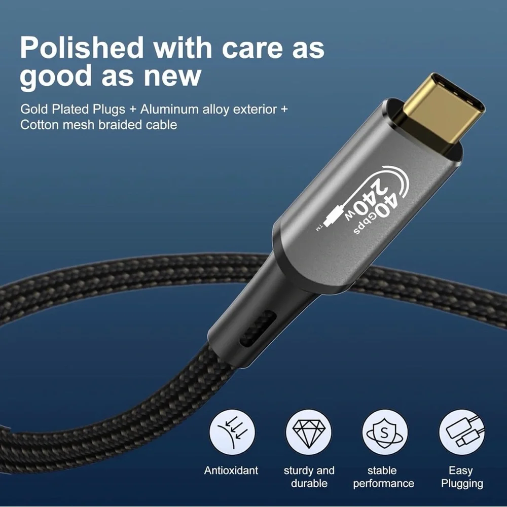 3.3ft USB4 cable, 8k Display / 40Gbps Data Transfer / 240w Power Delivery